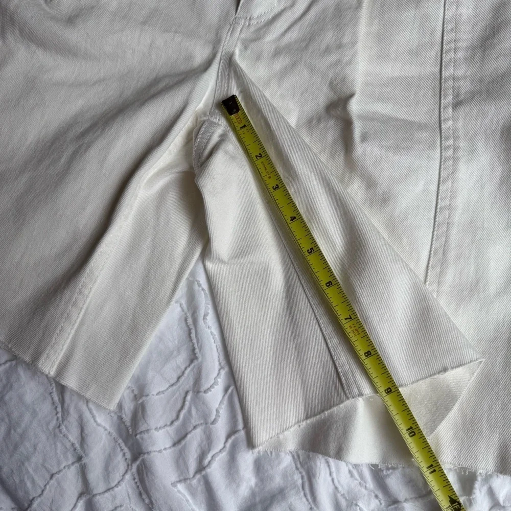 Derek Lam Long White Jean Shorts with Slit Side Detail